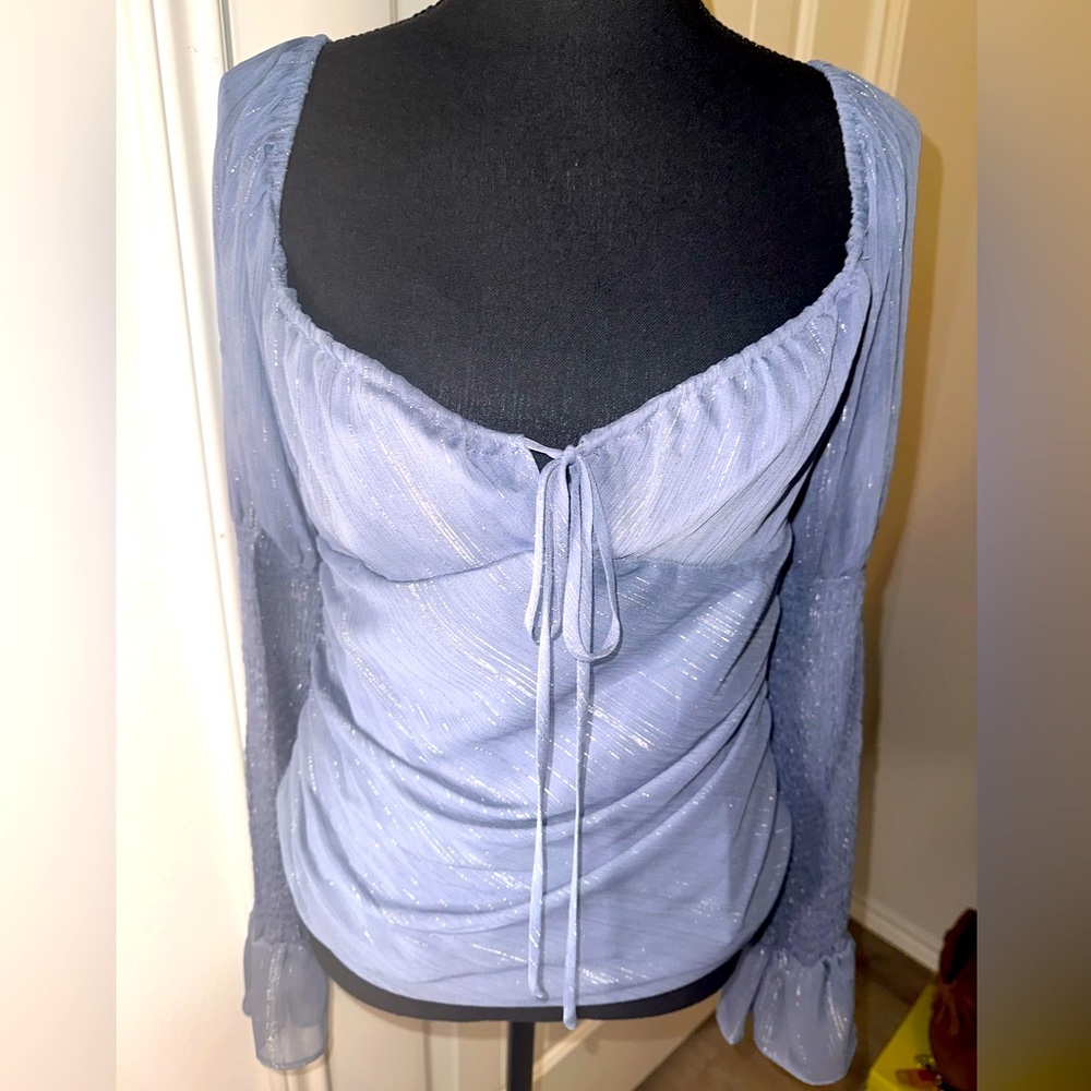 WAYF Long Sleeve Low Cut blouse (NWT)